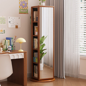 Estantería Esquinera Moderna <span class=keywords><strong>de</strong></span> Madera Maciza con <span class=keywords><strong>Espejo</strong></span> Giratorio y Panel Perforado Multicapa para Sala <span class=keywords><strong>de</strong></span> Estar - Product Image 2