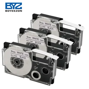 Sampel Gratis BYZ-9WE 9Mm * 8M Hitam Di Atas Putih Kompatibel XR-9WE Uesd untuk Ez Label Printer