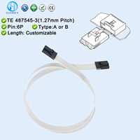 Cables Planos Personalizados TE 487545, Paso de 1.27mm, 2-30P, Cable de Datos Jumper FFC FPC con Extremo Redondo y Terminal