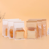 Sac de pain grillé en tranches à bord roulé en fil croustillant Sac d'étanchéité à huit côtés Sac alimentaire en papier kraft autoportant