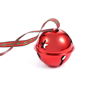 Natal Grande Tamanho 50mm Decorativo Xmas Metal Pendurado Jingle Bells com Pinha e Fita - Product Image 5