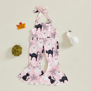 2025 cadılar bayramı kabak hayalet baskı bebek Romper tulum spagetti sapanlar Flare pantolon bebek kız cadılar bayramı çan alt tulumlar - Product Image 4