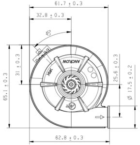60 मिमी डीसी 24v मिनी केन्द्रापसारक ब्लोअर शीतलन प्रशंसक चिकित्सा कपाल श्वसन उपकरण के लिए - Product Image 4