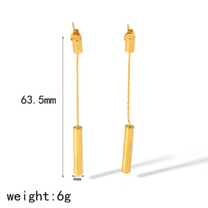 Tassel <b>Stud</b> <b>Earrings</b> 18K Gold Plated Geometric Design Long Style Fashion Jewelry For Women - Product Image 4