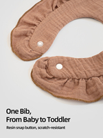 Cadeau de naissance haut de gamme : Bavoir en mousseline de coton 6 couches avec dentelle élégante, imprimé personnalisé – Essentiels de puériculture pour nouveau-né