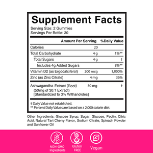 Gomitas de Ashwagandha con vitamina D Zinc Manejo del estrés y extracto de raíz de soporte de descanso para el bienestar diario - Product Image 2