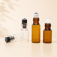 Flacon roll-on d'huile essentielle ambrée marron pleine taille pour cosmétiques, 1ml, 2ml, 3ml, 5ml, 10ml, avec bouchon en aluminium, emballage pour huiles essentielles et parfums