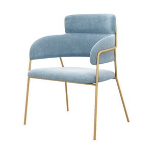 Chaises de salle à manger en <span class=keywords><strong>velours</strong></span> bleu capitonnées, design confortable, fabrication <span class=keywords><strong>scandinave</strong></span>, pour restaurant - Product Image 1