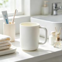 Gobelet à bain de bouche en PP blanc avec poignée, résistant aux hautes températures, pour boire directement, compatible lave-vaisselle, pour la rentrée scolaire et l'usage domestique