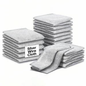 Nouveaux chiffons de nettoyage tissés pour cuisine, serviettes de vaisselle réutilisables en microfibre, chiffon en fil d'<span class=keywords><strong>argent</strong></span> non gras pour restaurants - Product Image 1
