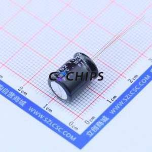 Condensateur électrolytique en aluminium à montage traversant 400AX10MEFC10X12.5, D10xL12.5mm 10uF 20% 400V 5mm - Product Image 2