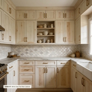 Muebles de <span class=keywords><strong>Cocina</strong></span> Modernos de Roble Blanco, Estilo Shaker, Ecológicos, Modulares, Delgados, Juego Completo Listo para Armar, Accesorios Incluidos - Product Image 4