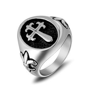 Men's <b>Titanium</b> Steel Cross <b>Ring</b> SA495 Vintage Gothic Style Jewelry Gift - Product Image 1