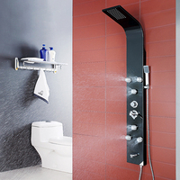 Panneau de douche de salle de bains Ensemble de colonne de douche à cascade en acier inoxydable Tour de jets de massage Panneaux de douche à led