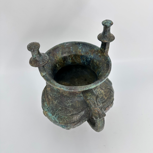 Bronce Jia Metal Craft Wine-Warming Vessel Xia Shang Zhou Dynasty Ritual Casting utilizado para fines Escultura de bronce fundido - Product Image 5