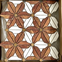 Mosaïque de gravier en forme de fleur en pierre naturelle moderne faite à la main, puzzle en marbre pour parquet à l'eau, murale de fond pour hôtels et villas