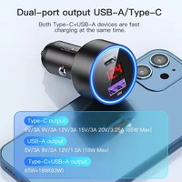 Chargeur de voiture USB C super rapide 83W PD4.0 & QC3.0 avec adaptateur Type C et écran LED, chargeur de voiture en métal pour plusieurs appareils
