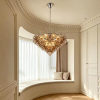 Luminaire suspendu en verre bulle gris fumé multicouche en fer chromé de style italien pour la maison, le salon, la salle à manger