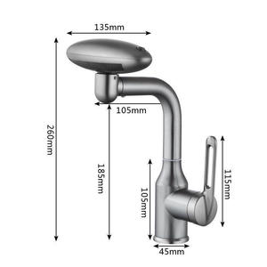 Robinet de salle de bain en acier inoxydable, rotatif à 360 degrés, eau chaude et froide, mitigeur pour lavabo, finition chrome poli - Product Image 5