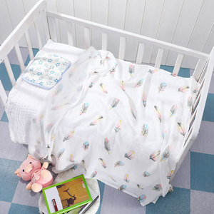 110*120 cm Stock Ready 145 G/pc gasa 70% bambú 30% algodón muselina <span class=keywords><strong>2</strong></span> capas bebé suave impreso manta Swaddle Wrap recepción - Product Image 3