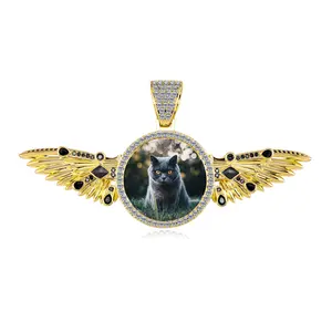 DY Custom photo frame personality pendant Trendy with stretchable activity eagle wings necklace