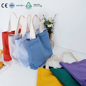 High Quality Art Print Cotton Canvas <b>Bag</b> Solid <b>Pastel</b> Blank Shopping Shoulder Tote for Outdoor Picnic Trip - Product Image 1