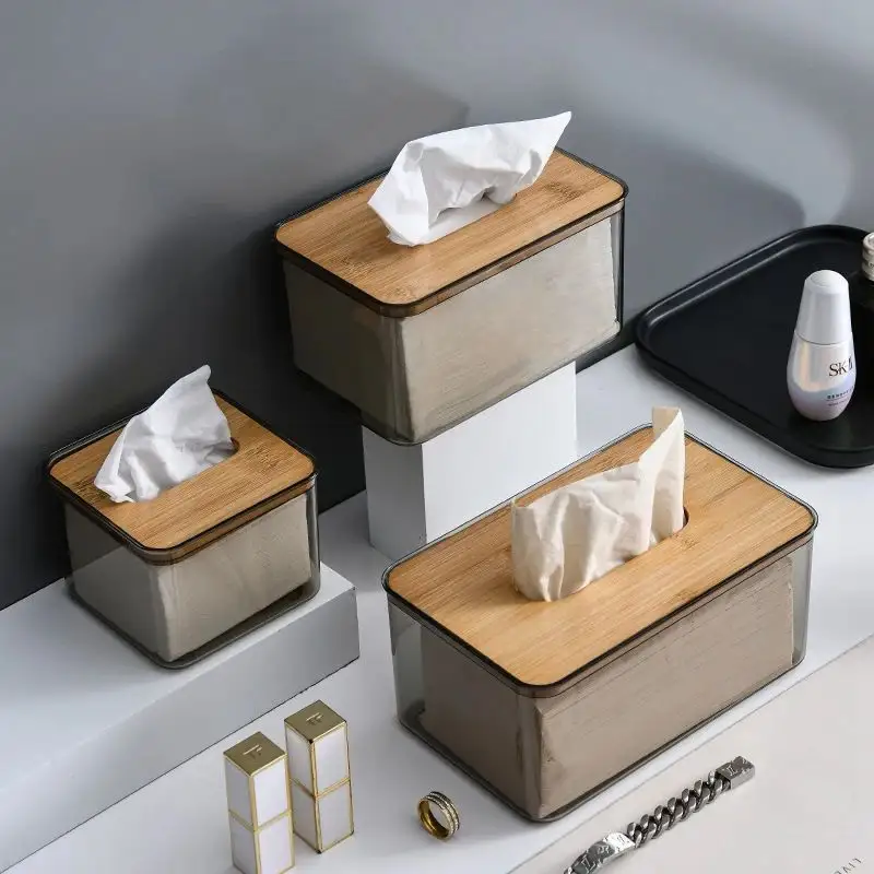 पर्यावरण-अनुकूल बांस सजावट ऊतक बॉक्स धारक घरेलू कागज तौलिया भंडारण बॉक्स बांस ढक्कन ऊतक भंडारण कंटेनर नैपकिन बॉक्स