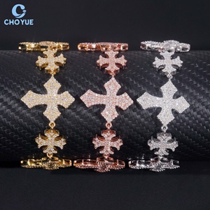 Pulsera de eslabones cubanos de moissanita con certificado GRA, chapada en rodio, de plata maciza 925, pulsera cruzada, joyería Hiphop Iced Out - Product Image 5