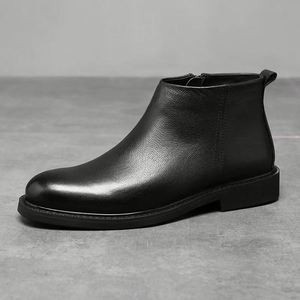 Botas Chelsea de PU para Hombre, Diseño de Color Sólido, Estilo Europeo Retro, Botas de Invierno Sin Cordones para Plataformas Sociales - Product Image 6