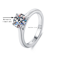Bague de fiançailles personnalisée en argent sterling S925 certifié GRA avec moissanite couleur D de 1,5 carat taille ronde pour femme, vente en gros