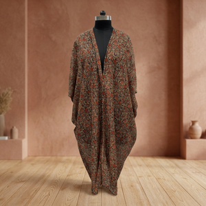Floral Print Chiffon Maxi <b>Dress</b> V-Neck Loose <b>Boho</b> <b>Long</b> Sleeve Asymmetrical Hem Casual Wear - Product Image 4