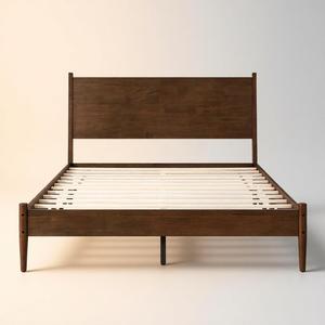 Cama de Madera Moderna de Mediados de Siglo, Estructura de Cama Plana Desmontable (KD) con Acabado Liso - Product Image 2