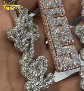 Oferta: Colgante Personalizado con Diseño 3D en Plata 925, Joyería de Rapero con Diamante Moissanita, Colgante con Letra y Nombre Personalizado - Product Image 4