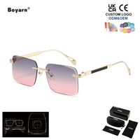 Lunettes de soleil carrées Boyarn de haute qualité pour femmes, protection UV400, forme concave tendance, verres métalliques
