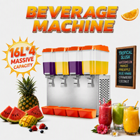 Distributeur de jus réfrigéré à 4 bacs pour restaurant, hôtel, en acier inoxydable, qualité alimentaire, réfrigérant écologique R290