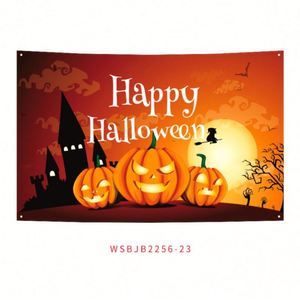 แบนเนอร์ตกแต่งฮาโลวีนแบบพิมพ์ HD พร้อมหัวเข็มขัดทองแดงสำหรับธีมฟักทองแนววินเทจสุดหลอน - Product Image 2