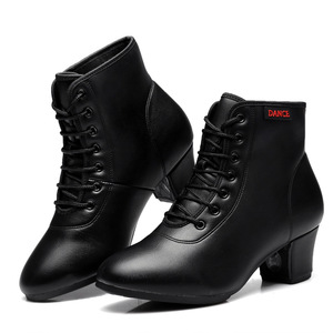Bottines de danse noires tendance pour femmes, en PU, semelle en caoutchouc, pour extérieur, modernes, pour la danse de salon, <span class=keywords><strong>style</strong></span> <span class=keywords><strong>marin</strong></span> - Product Image 1