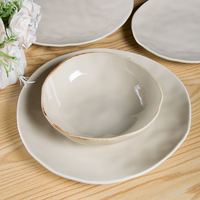 Ensemble de vaisselle en céramique à glaçure réactive faite à la main, ensemble de vaisselle en porcelaine de 16 pièces, ensemble de plats et de bols, vaisselle, assiette à dîner