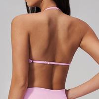 Soutien-gorge de sport pour femme, dos ajouré, à bretelles croisées, avec coussinets amovibles, côtelé, pour le yoga, le fitness et l'entraînement