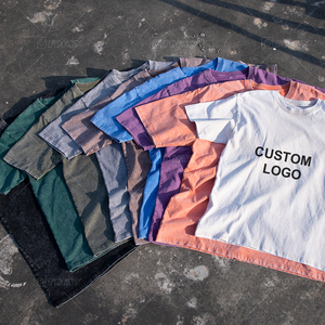 Custom High Quality Vintage Oversized Blank Acid Wash Distressed Knitted 100% Cotton T-Shirt Wholesale - Product Image 2