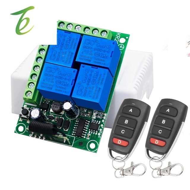 GERMA Cross-border RF433mhz AC110 220V Four-channel Wireless Remote Control Relay Switch EV1527 Remote Control