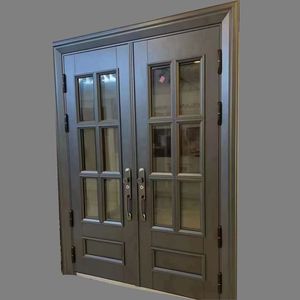 <span class=keywords><strong>Porte</strong></span> extérieure en aluminium de style américain Double verre trempé Portes d'entrée résidentielles <span class=keywords><strong>Porte</strong></span> battante en aluminium à battant - Product Image 3