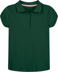 Polos pour filles Uniforme scolaire Manches courtes Polo pour enfants avec col <span class=keywords><strong>ondulé</strong></span> Fermeture à boutons Tissu piqué doux Polo pour fille - Product Image 2