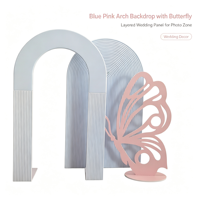 Arche de toile de fond ondulée en acrylique bleu ciel pour anniversaire, décoration de mariage, fournitures de scène, ensemble de fond d'événement - Vente en gros usine