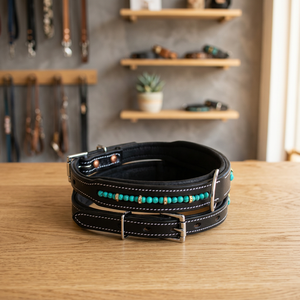 Exclusive Hand Worked Soft Padded Leather <b>Dog</b> <b>Leashes</b> with Rivet Decoration Eco-Friendly Fashion Medium Breed Size Manufacturer - Product Image 3