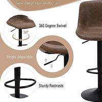 Tabourets de bar pivotants Hauteur réglable Tabourets de comptoir modernes Chaises de bar à îlot de cuisine marron sans bras