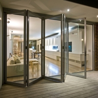 Porte pliante en aluminium personnalisable OEM avec verre trempé, portes accordéon, porte patio pliante pour la maison