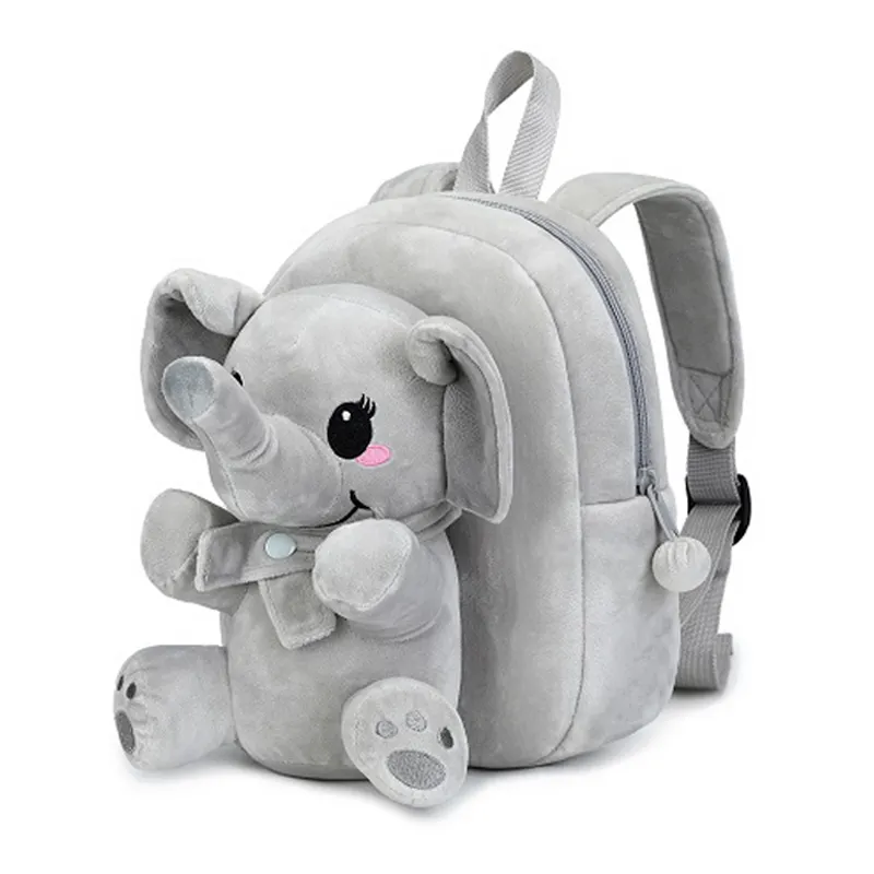 Sac à dos éléphant en peluche pour enfants, Mini sac d'école, mignon, en 3D, dessin animé, 50 unités