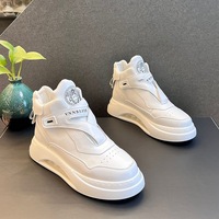 Nouveau Style Été Chaussures Décontractées Homme, Baskets Blanches à Amorti, Montantes à Semelle Épaisse avec Talon Compensé Intérieur, Polyvalentes et Tendance