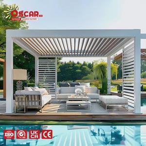Gazebo <span class=keywords><strong>de</strong></span> Aluminio para Patio Estilo <span class=keywords><strong>Roma</strong></span> con Cortinas Laterales y Mosquitera, Pérgola Retráctil para Jardín y Picnic - Product Image 1